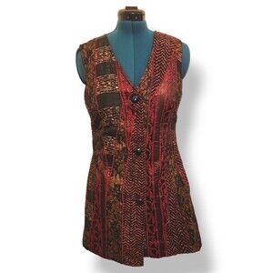 Ulla Popken Vest Plus Size 16/18 Womens Brocade Boho Mixed Materials *Al…